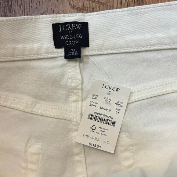 NWT J.Crew Wide Leg Crop Jean In All Day Stretch White Size 31 - Picture 6 of 9